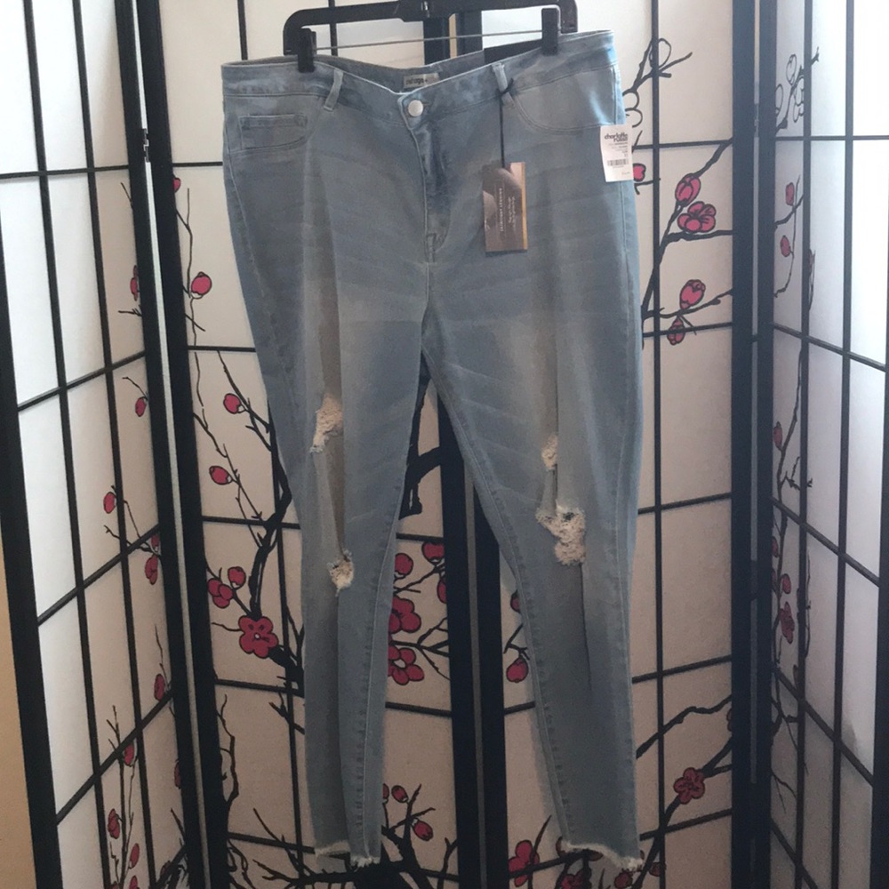 SALE PRICE DROP Distressed Denim Jeggings 24)
